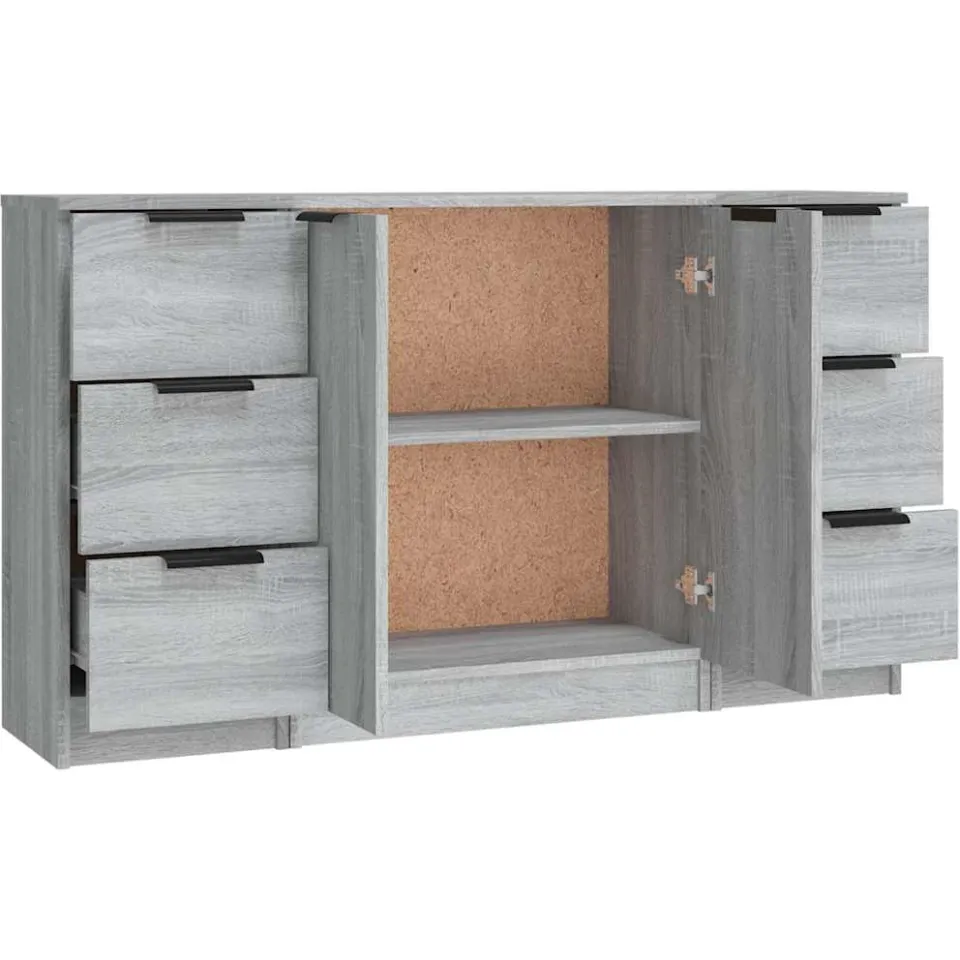vidaXL Dressoirs 3 st bewerkt hout grijs sonoma eikenkleurig, foto 4