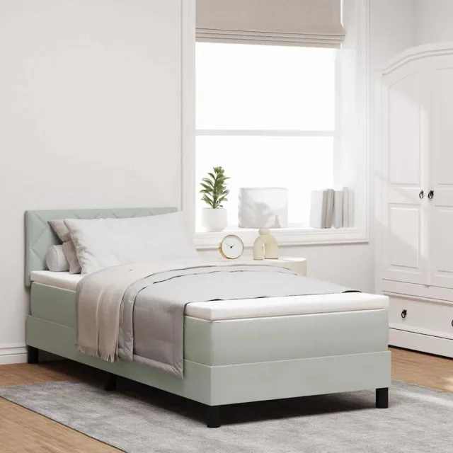 vidaXL LED Box Spring Bed Lichtgrijs 90 x 200 cm Fluweel