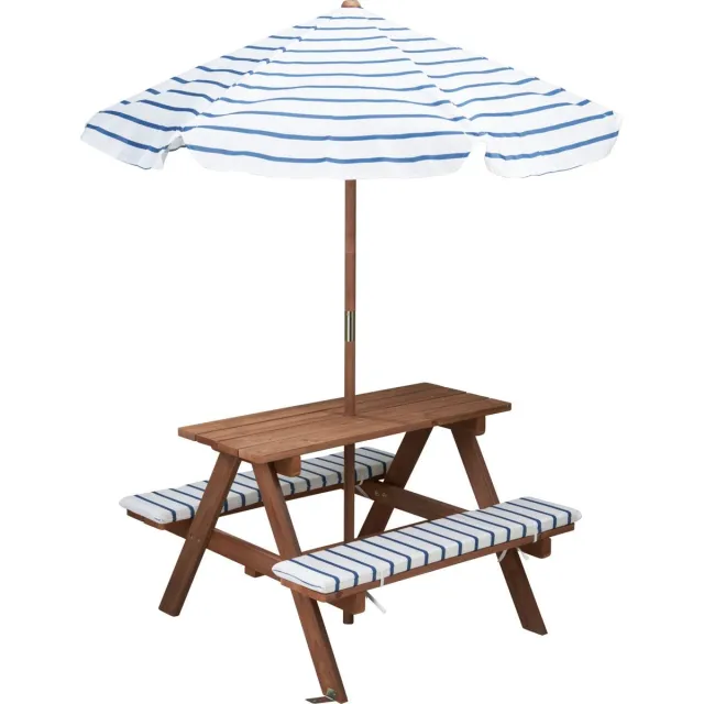 GranMaison Picknicktafel - Kinderen - Tuintafel - Multifunctionele Picknick tafel - Met parasol - Speeltafel - Geschikt voor Buiten - Hout