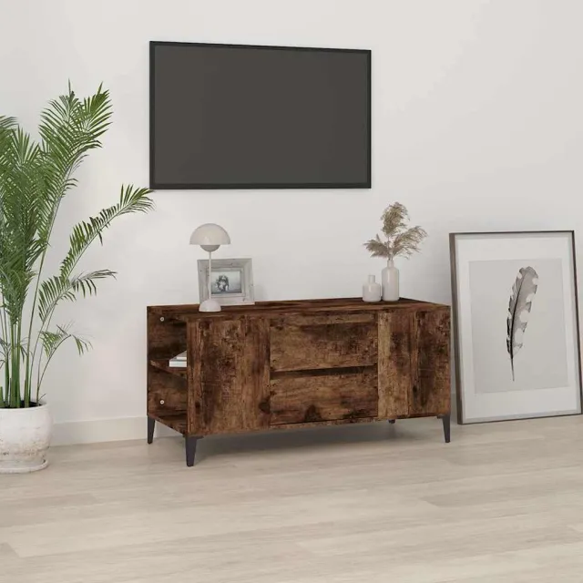 vidaXL Tv-meubel 102x44,5x50 cm bewerkt hout gerookt eikenkleurig, foto 2