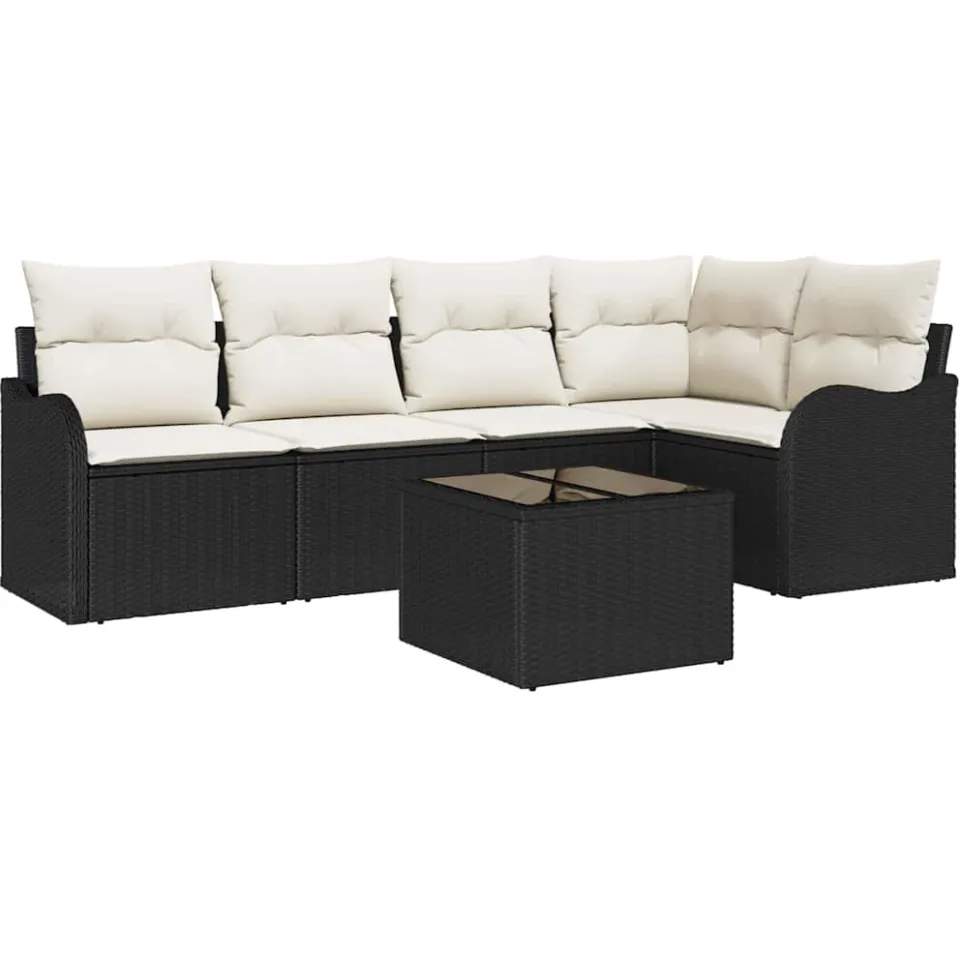 vidaXL Tuin Sofa Set 5 st Zwart poly rattan