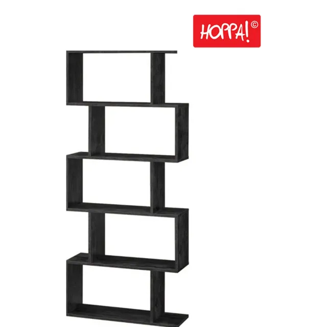 Hoppa! Songmics Boekenkast Vintage - Opbergkast - Rechthoekige Vakken - Kast Voor Boeken - Zwart - 70x24x159 cm (BxDxH)