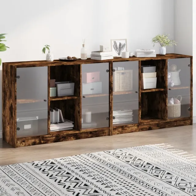 vidaXL Boekenkast met deuren 204x37x75 cm hout gerookt eikenkleurig, foto 2