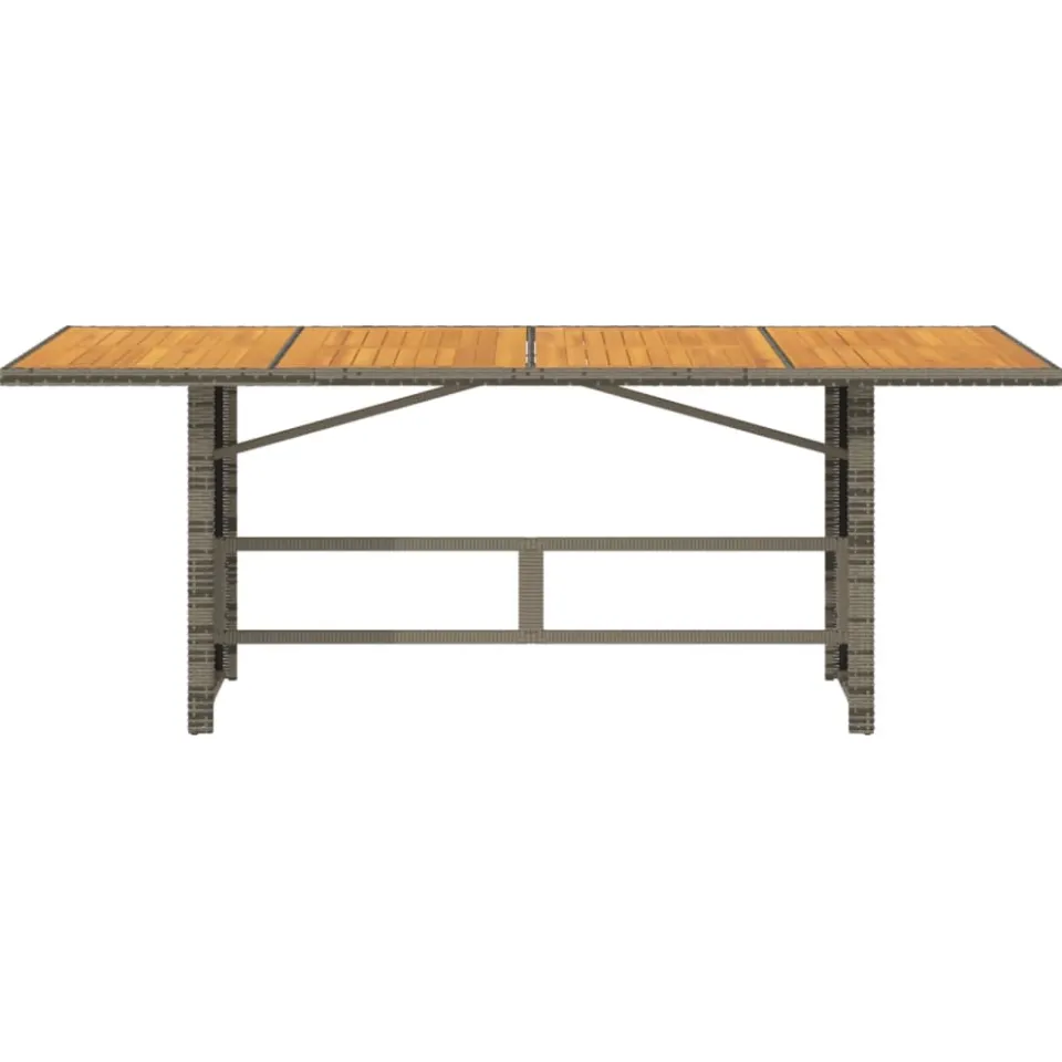 vidaXL Tuintafel met acaciahouten blad 190x80x74 cm poly rattan grijs, foto 4
