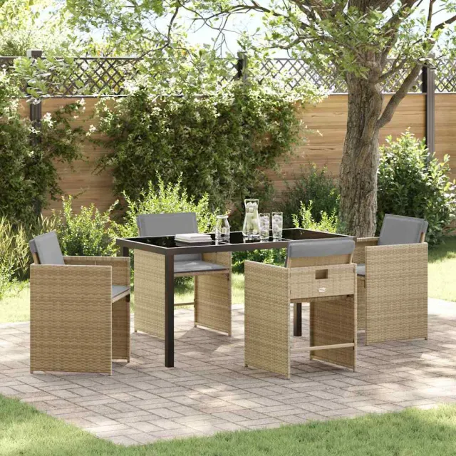 vidaXL Tuin eettafelset 5 st Beige poly rattan