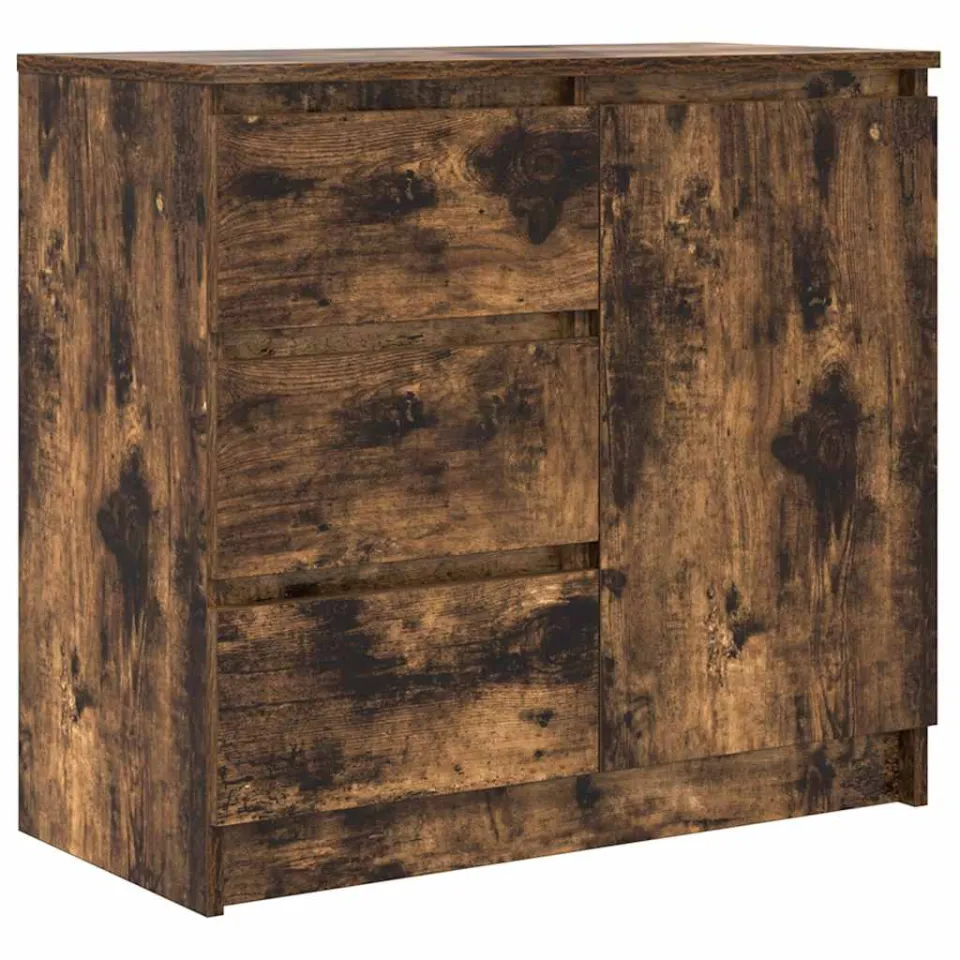 vidaXL Dressoir met lade 71x35x65 cm spaanplaat gerookt eikenkleurig Bruin