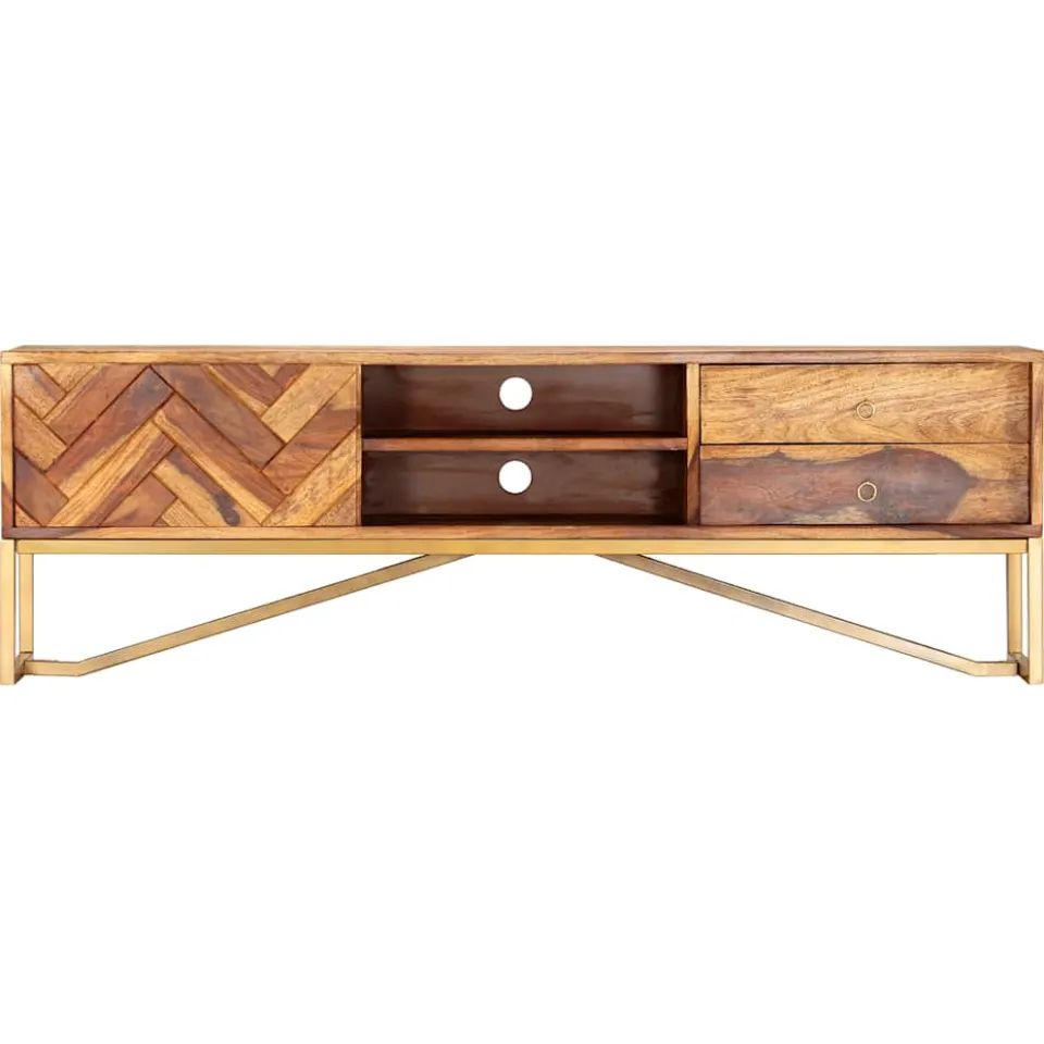vidaXL Tv-meubel 140x30x45 cm massief acaciahout bruin, foto 2