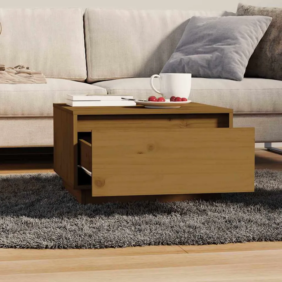 vidaXL Salontafel 55x56x32 cm massief grenenhout honingbruin bruin, foto 3