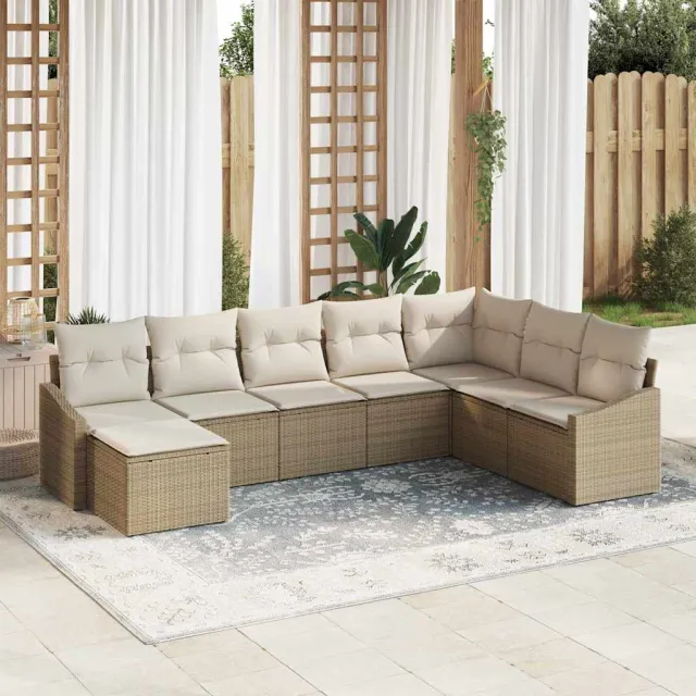 vidaXL Bankstel 8 st Beige poly rattan, foto 2