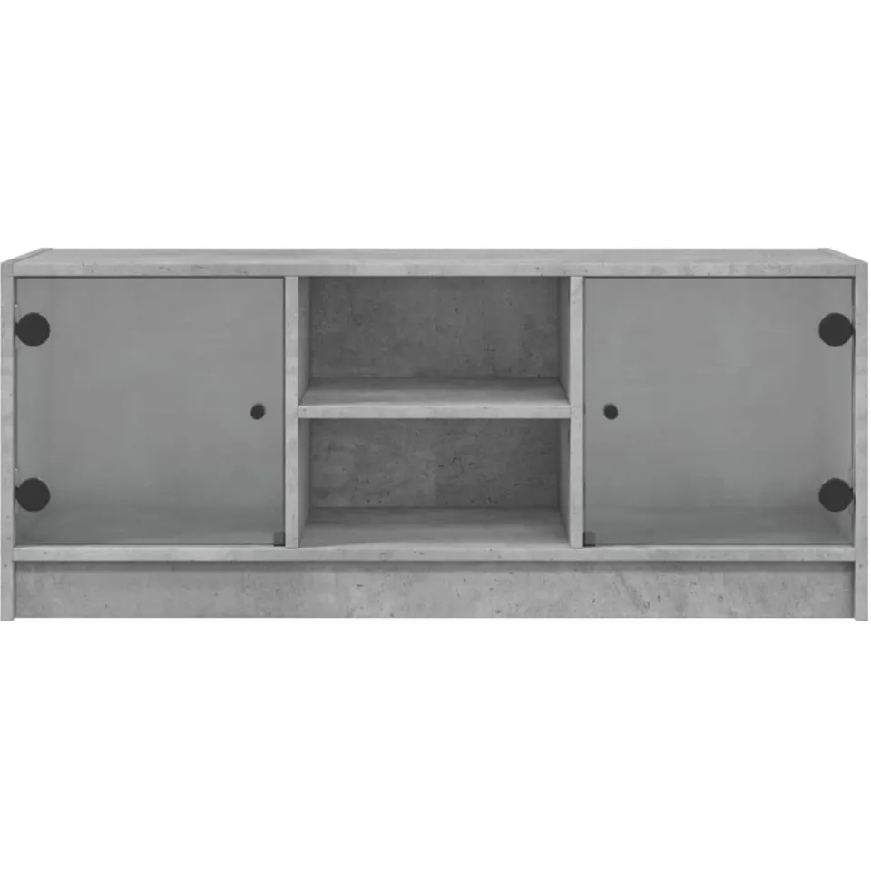 vidaXL Tv-meubel met glazen deuren 102x37x42 cm betongrijs grijs, foto 4
