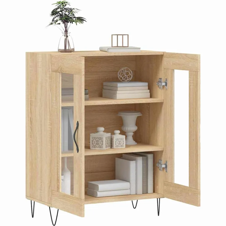 vidaXL Dressoir 69,5x34x90 cm bewerkt hout sonoma eikenkleurig, foto 4
