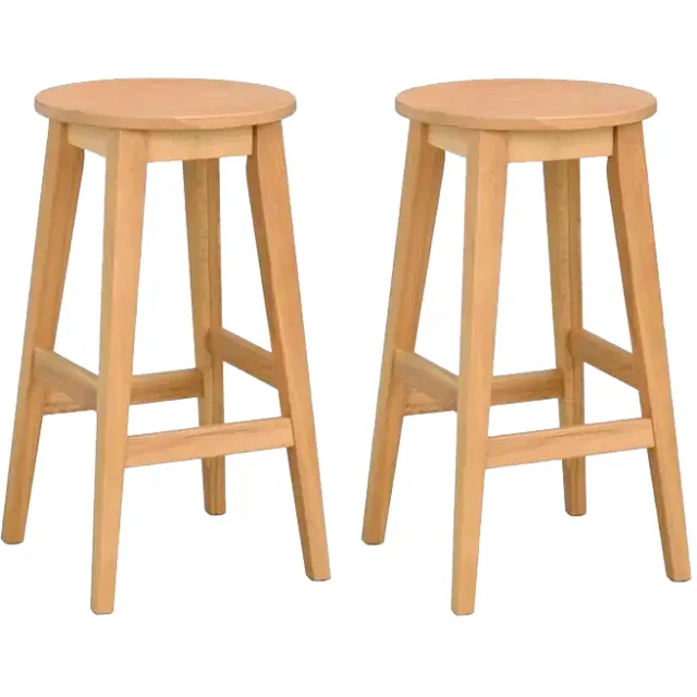 Rowico Home Austin houten barkruk naturel - 65 cm - set van 2 Bruin