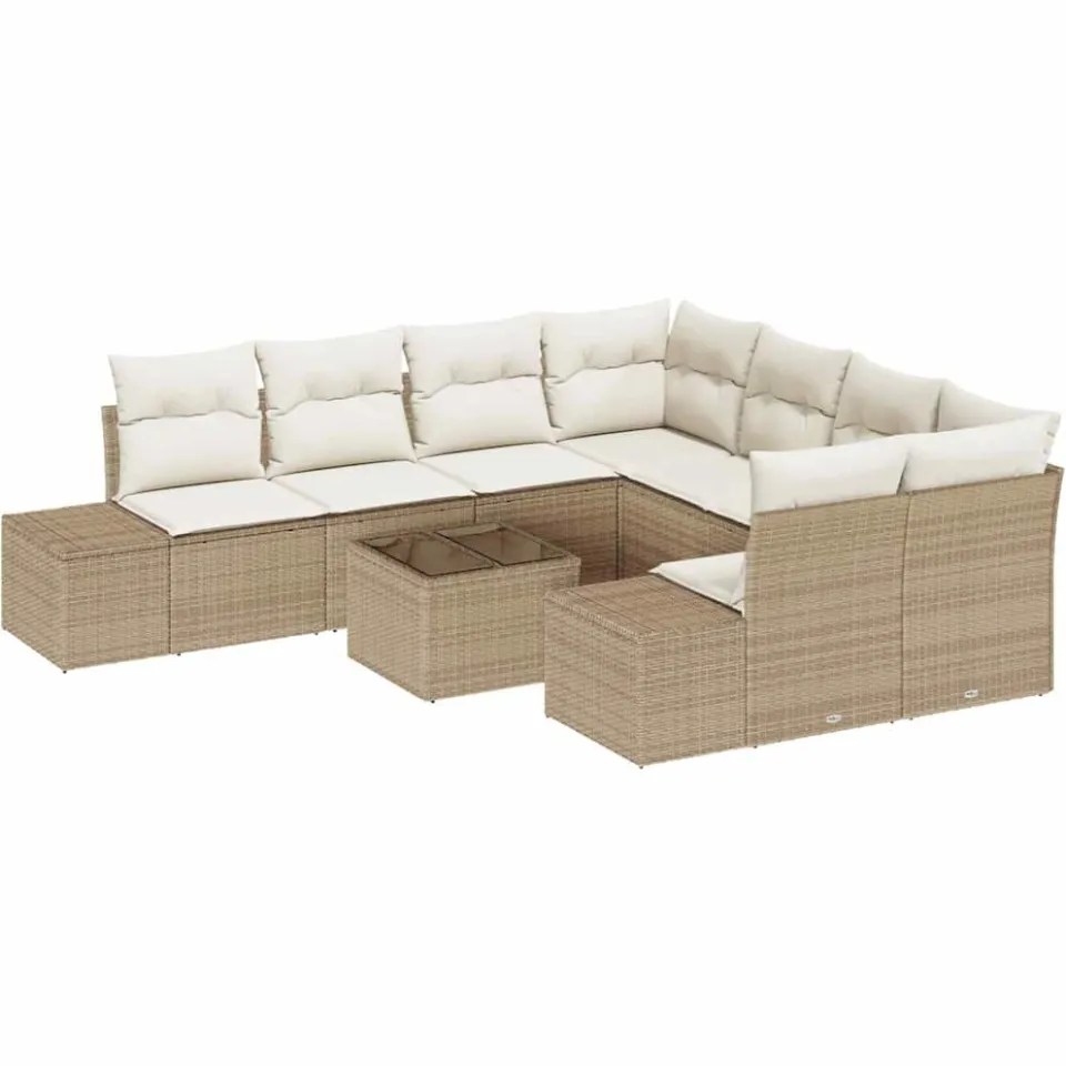 vidaXL Tuin Sofa Set 9 st Beige en Crème poly rattan