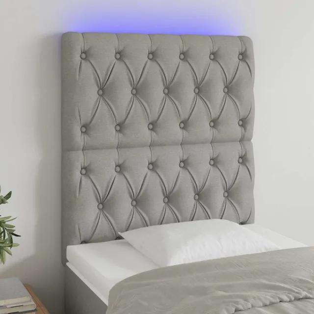 vidaXL Hoofdbord LED 80x7x118/128 cm stof lichtgrijs