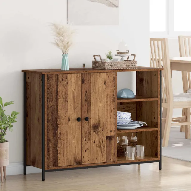 vidaXL Dressoir Oud Hout 100 x 33 x 75 cm Bewerkt hout Bruin
