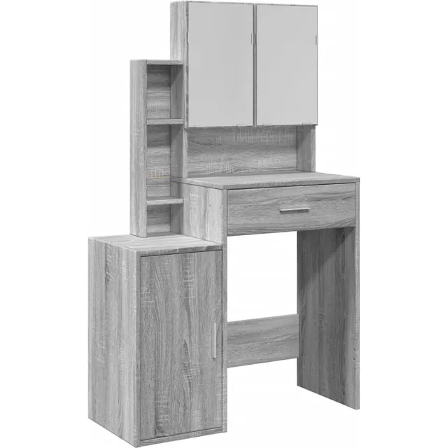 GranMaison Kaptafel met spiegel - Make up tafel - Make up - Toilettafel - Met lades - Grijs Sonoma