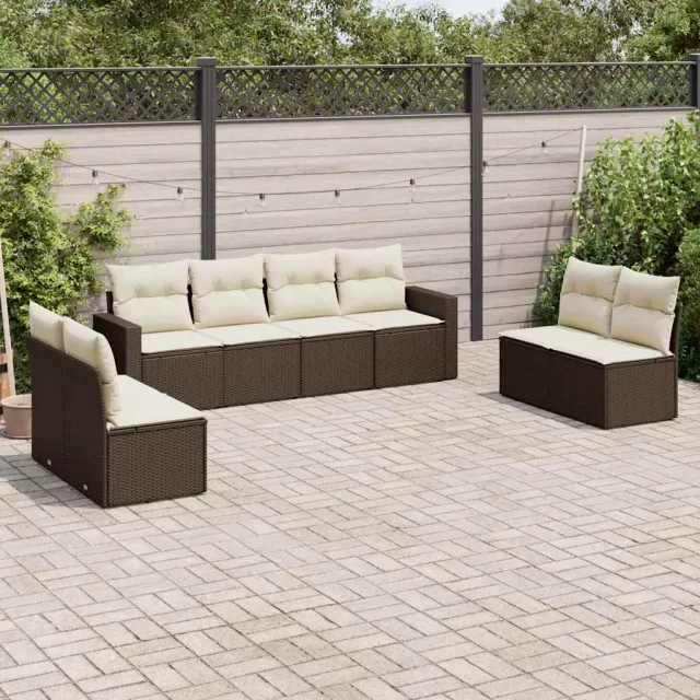 vidaXL 8-delige Loungeset met kussens poly rattan bruin, foto 2