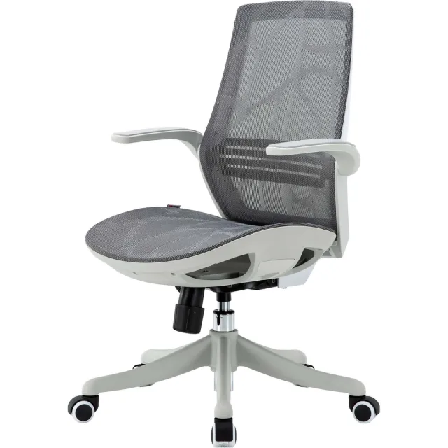 Cosmo Casa Bureaustoel - Bureau Stoel - Ergonomische S-vorm - Rugleuning Lendensteun - Opklapbare Armleuning - Grijs