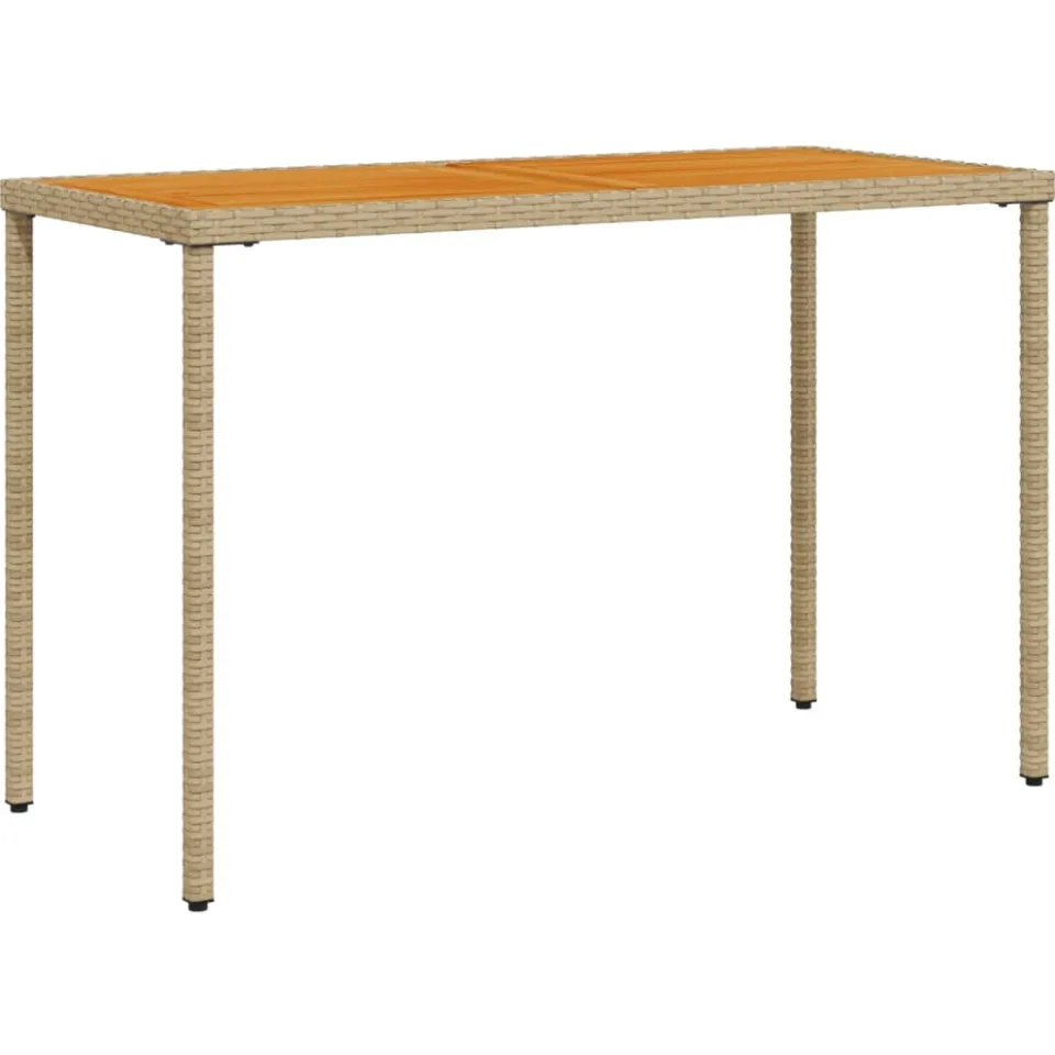 vidaXL Tuintafel met acaciahouten blad 115x54x74 cm poly rattan beige