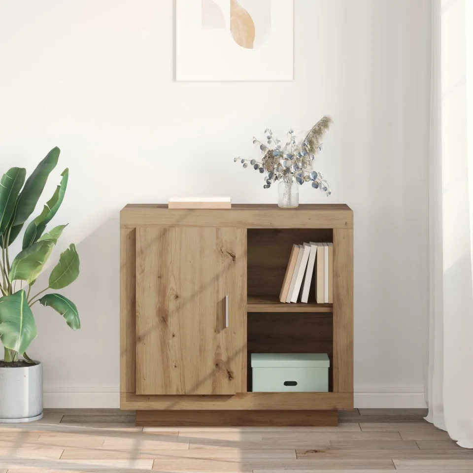 vidaXL Dressoir Artisan Eiken 80 x 40 x 75 cm Bewerkt hout, foto 4