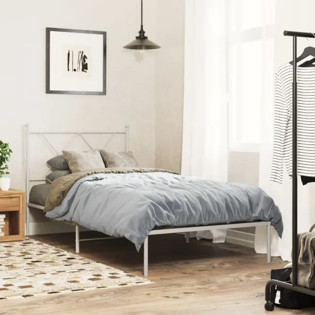 vidaXL Bedframe met hoofdbord metaal wit 90x200 cm