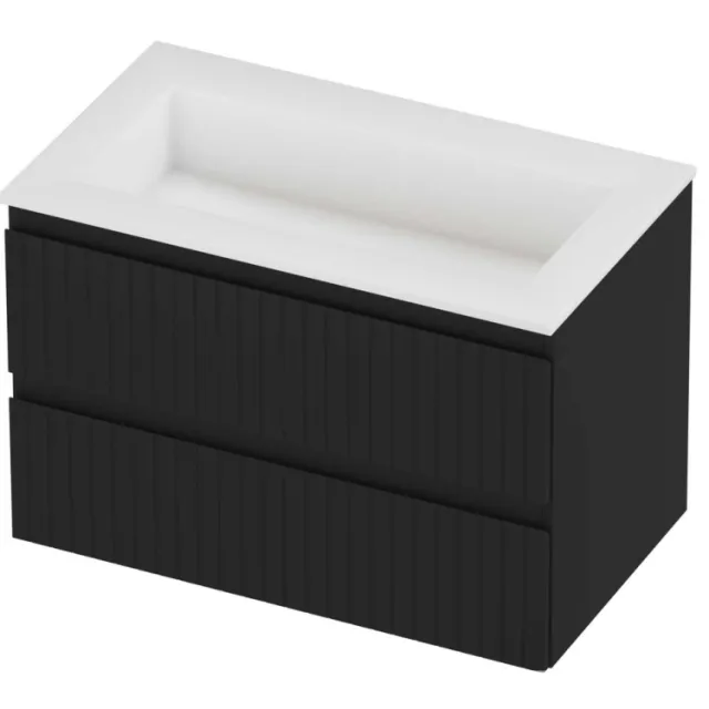 Proline Aristo Badmeubelset Polystone Elegant Gefreesd 80x46x54 cm Mat White Mat Zwart