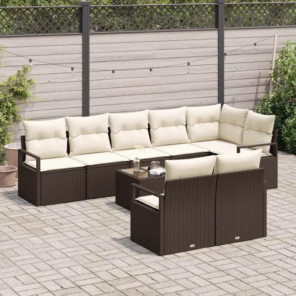 vidaXL Bankstel 9 st Bruin poly rattan, foto 3