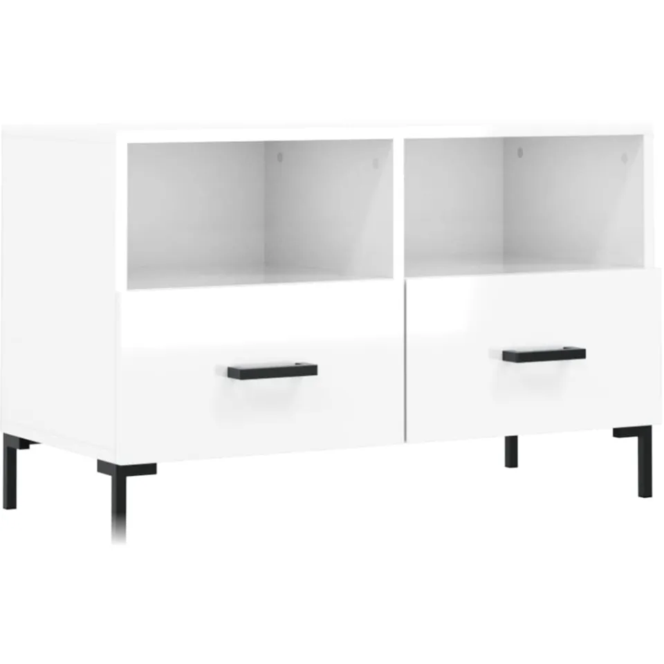 vidaXL Tv-meubel 80x36x50 cm bewerkt hout hoogglans wit, foto 3