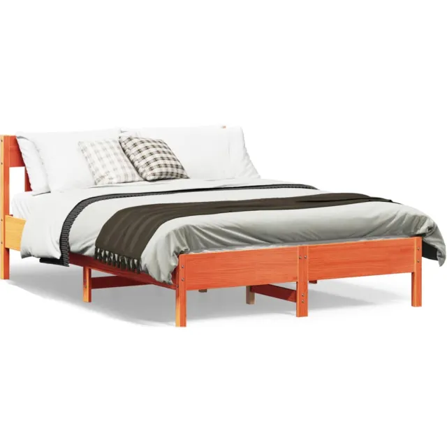 vidaXL Bedframe zonder matras massief grenenhout wasbruin 150x200 cm bruin