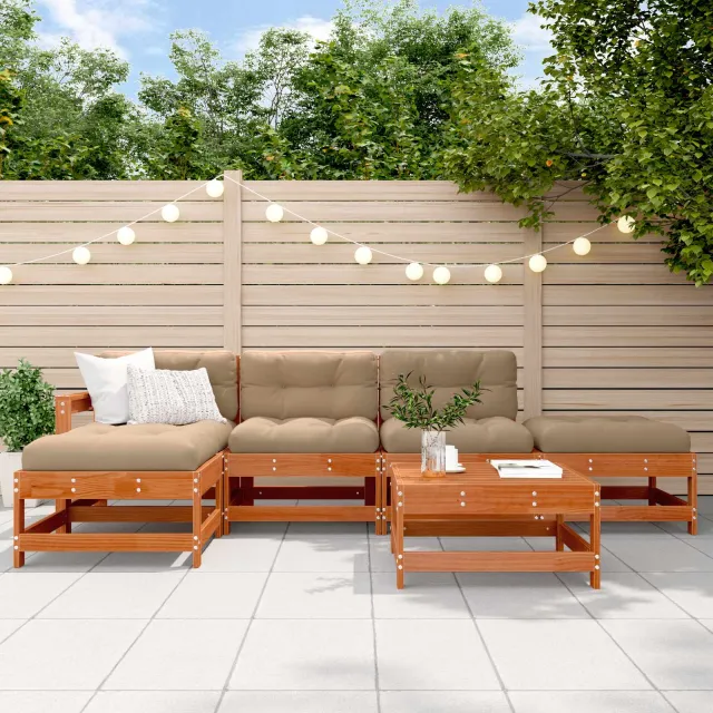 vidaXL Tuin loungeset 6 st Wasbruin Massief grenenhout bruin, foto 2