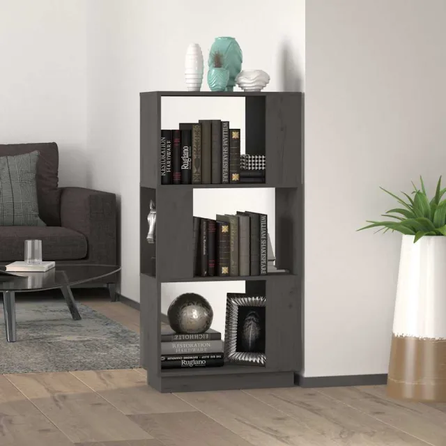 vidaXL Boekenkast/kamerscherm 51x25x101 cm massief grenenhout grijs, foto 2