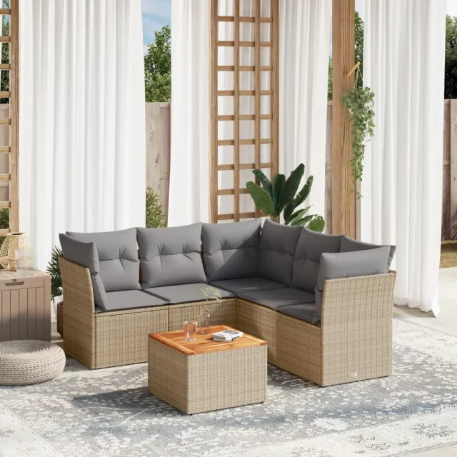 vidaXL Patio Sofa Set 6-zits Beige mix en grijs, foto 2