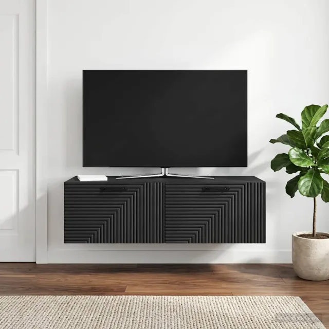 vidaXL Wandbeugel TV-kast Zwart 98 x 41 x 30 cm Bewerkt hout