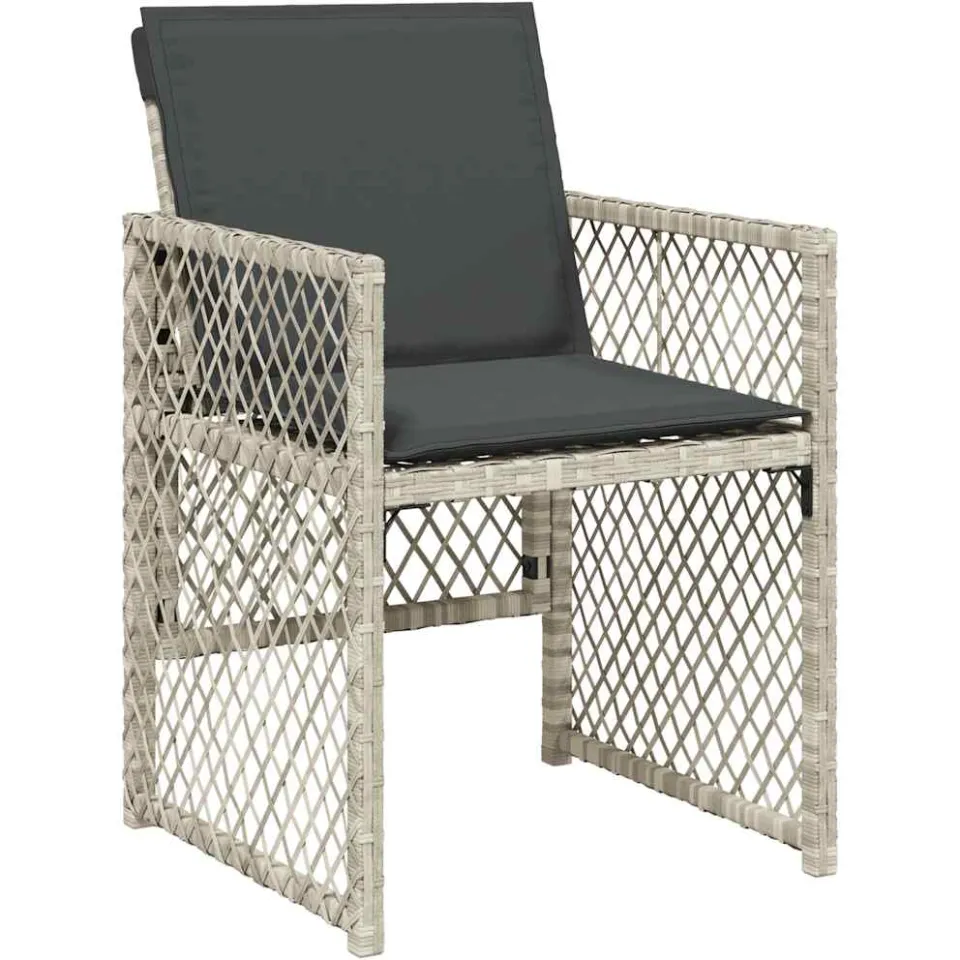 vidaXL 17-delige Tuinset met kussens poly rattan lichtgrijs