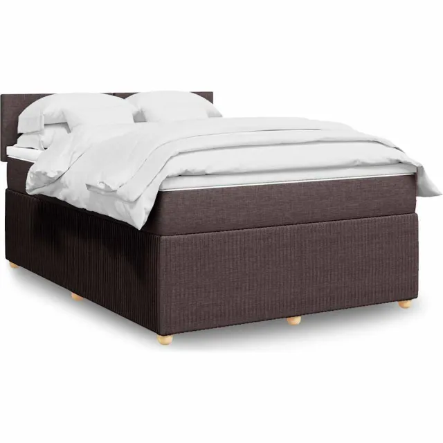 vidaXL Boxspring met matras stof donkerbruin 140x190 cm bruin