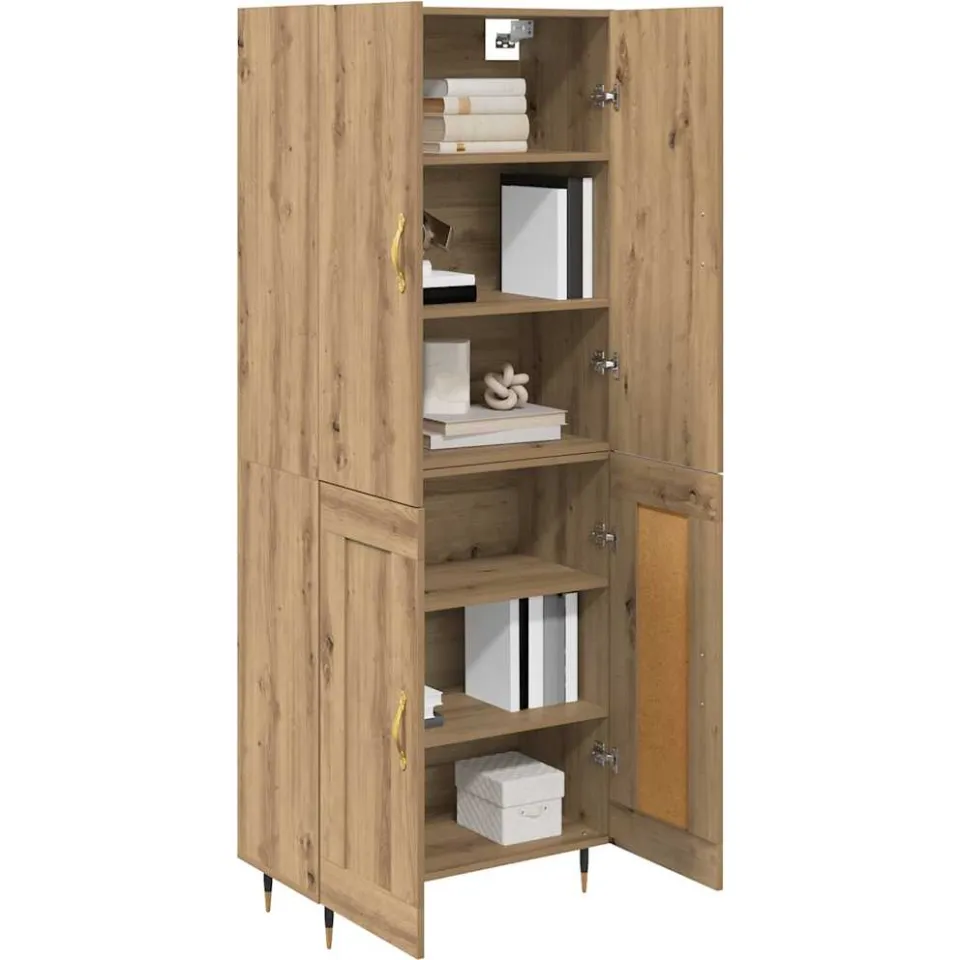 vidaXL Highboard Artisan Eiken 69,5 x 34 x 180 cm Bewerkt hout Bruin