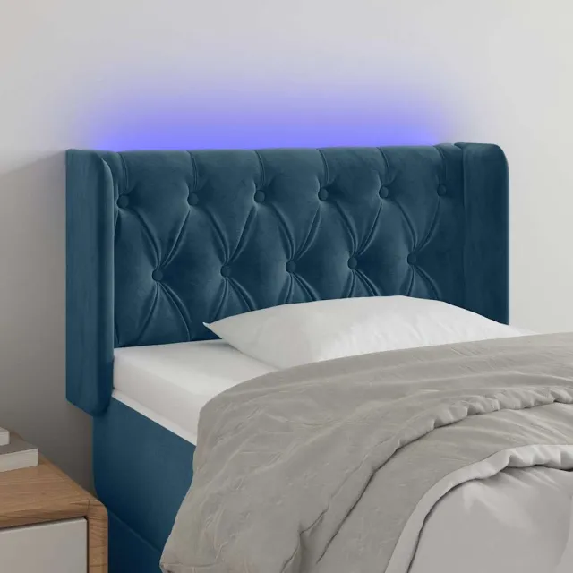 vidaXL Hoofdbord LED 83x16x78/88 cm fluweel donkergroen blauw