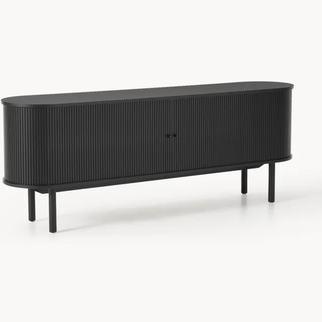 Westwing Collection XL dressoir Calary met gefacetteerde voorkant Zwart