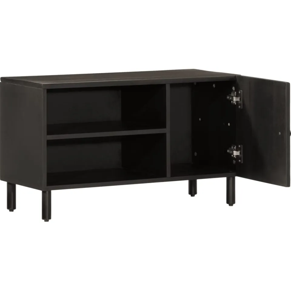vidaXL Tv-meubel 80x31x46 cm massief mangohout zwart, foto 2