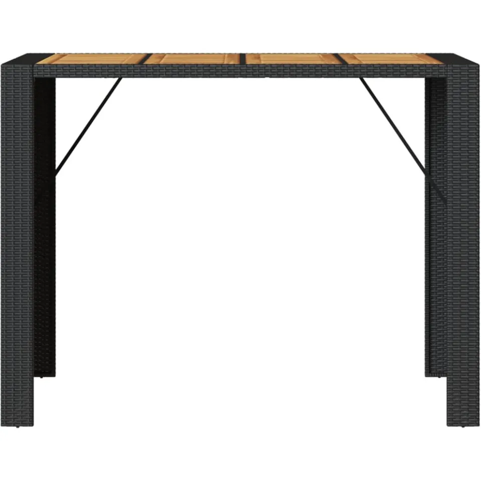 vidaXL Tuinbartafel acaciahouten blad 145x80x110 cm poly rattan zwart, foto 4