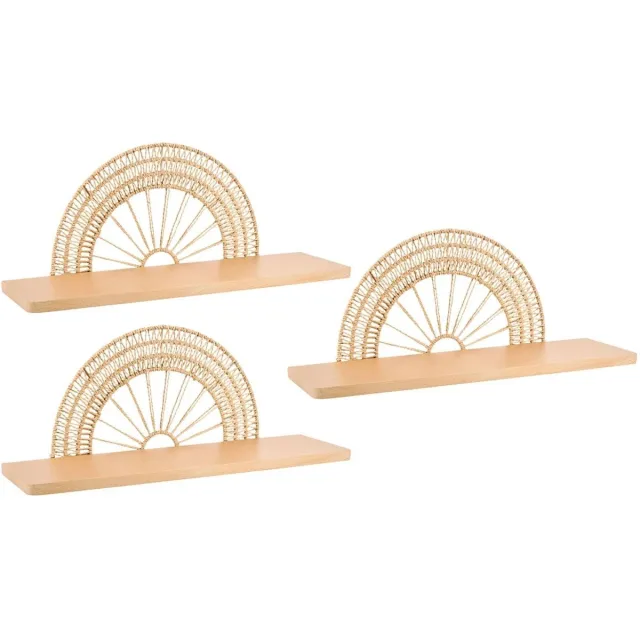 OSTARIA Wandplank Sol - 3x - hout - bruin - 50 cm - boekenplank - hangplank