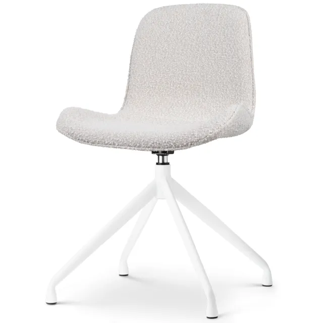 Nolon Nola-Fé draaibare eetkamerstoel bouclé beige - wit onderstel, foto 2