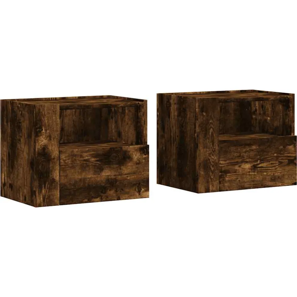 vidaXL Nachtkastjes 2 st wandgemonteerd 45x30x35 cm gerookt eikenkleur, foto 3