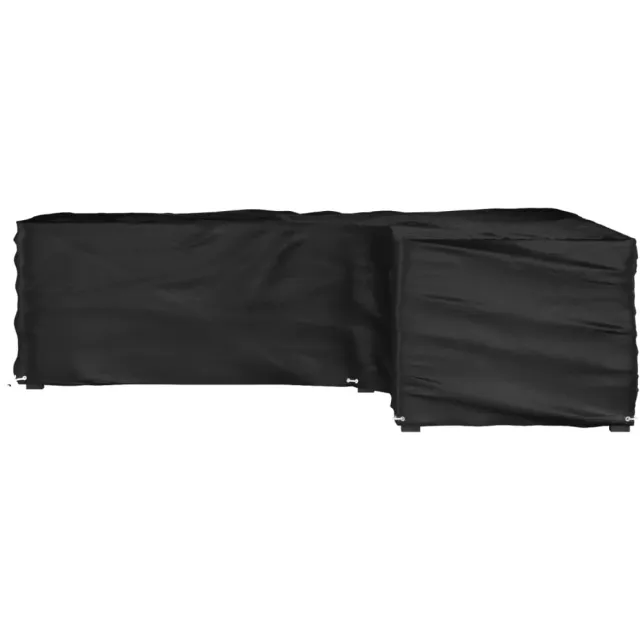 vidaXL Tuinmeubelhoezen met 16 oogjes L-vormig 250x250x70 cm Zwart