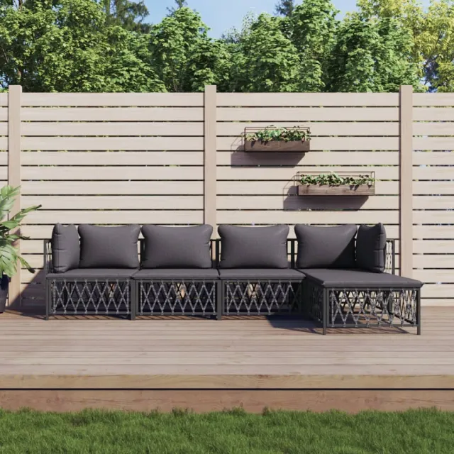 vidaXL 5-delige Loungeset met kussens staal antracietkleurig, foto 2