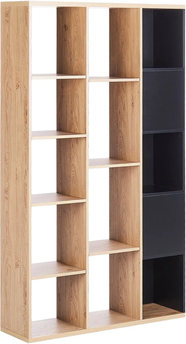 Beliani BANGOR - Boekenkast - Lichthout/Zwart - MDF Bruin
