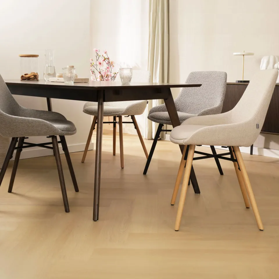 Nolon Nena-Isa eetkamerstoel beige - zwart houten onderstel, foto 4