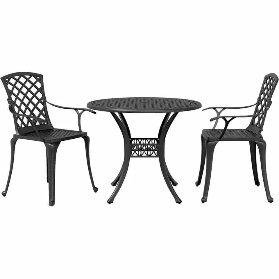 vidaXL 3-delige Bistroset gietaluminium zwart