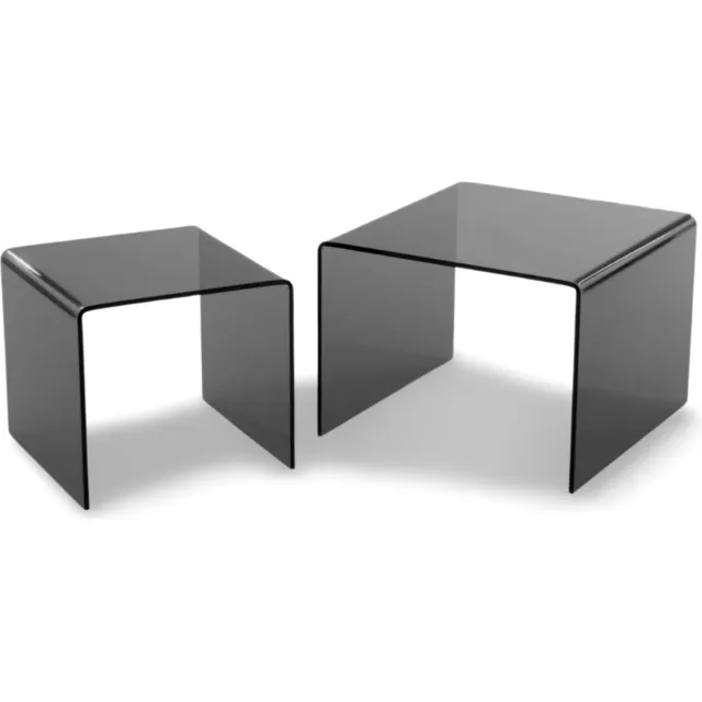 Dulaire Bijzettafel Zwart Glas Vierkant set van 2