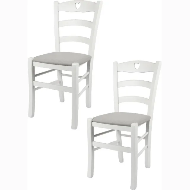 t m c s Tommychairs Cuore - Eetkamerstoelen - Set van 2 - Wit - Rotan & Hout